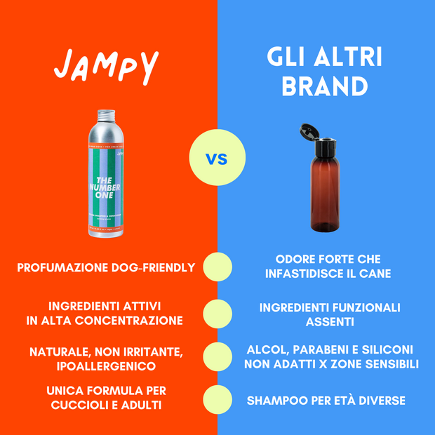 Toelettatura delicata a casa – shampoo per cani con cute delicata e manto secco – Jampy The Number One
